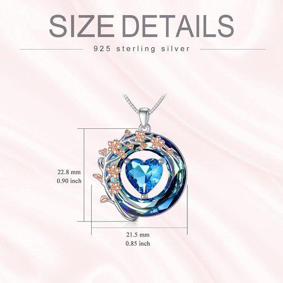 Birthstone Necklace for Women 925 Sterling Silver Birth Month Flower Nec… - Picture 7 of 15